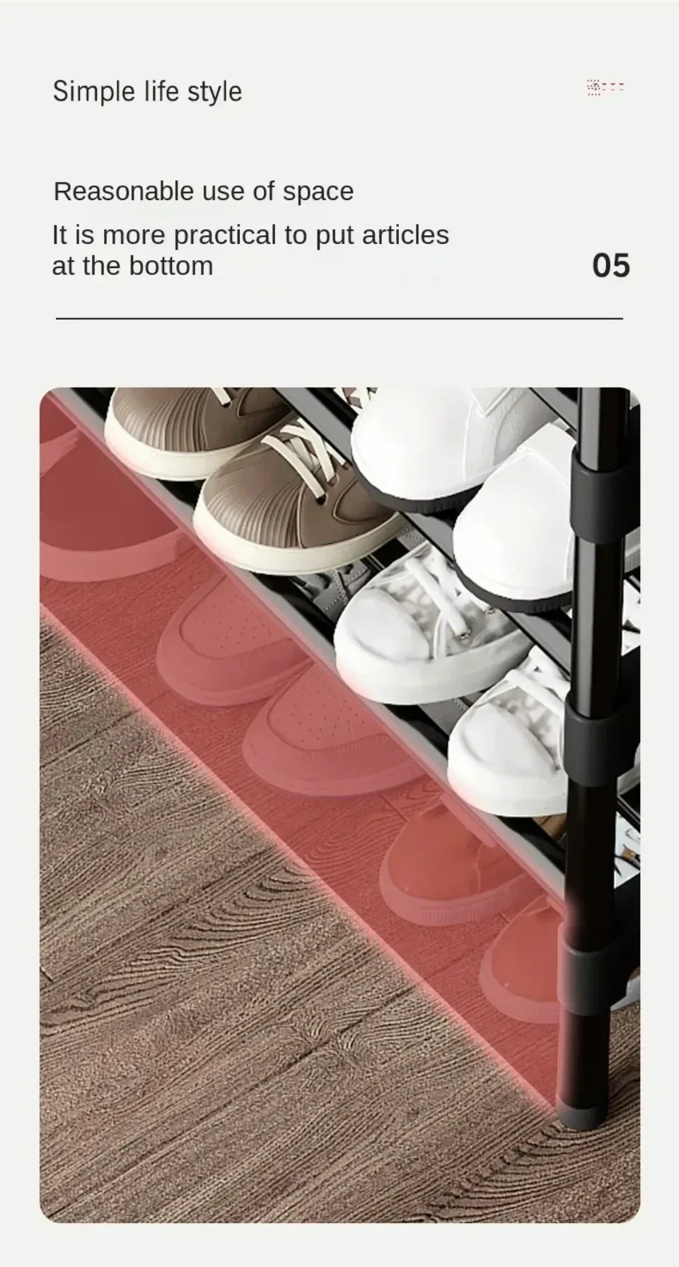 Multipurpose shoe shelf, saves space in the living room or bedroom.