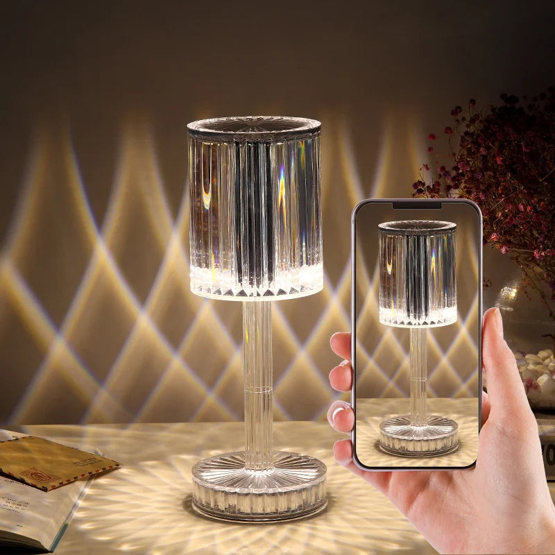 LumiGem: Elegant LED Crystal Table Lamp with Decorative Night Projection