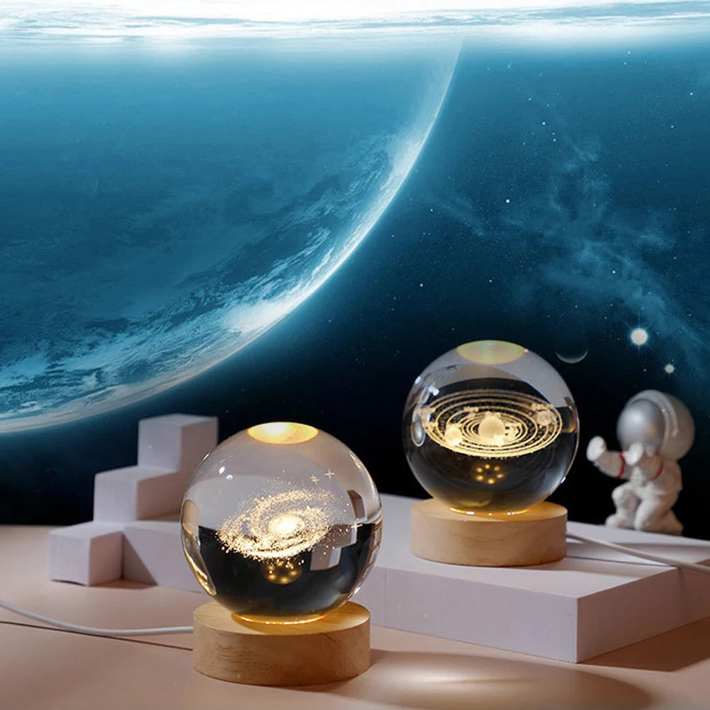 Celestial Sphere: 3D Galaxy & Planet Crystal Ball Night Light