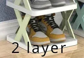 1 multi-layer plastic shoe rack, foldable and removable, suitable for bedrooms, saves space and decorates the room with simplicity and good taste.