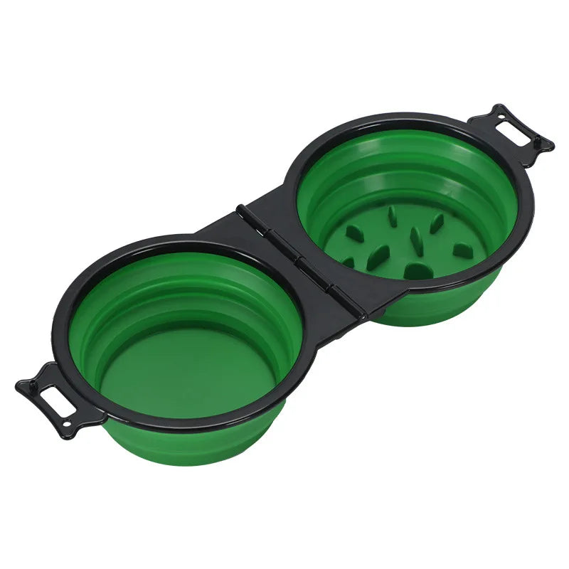 Portable 2-in-1 Foldable Dog & Cat Bowl – Dual Food & Water Feeder for Travel & Outdoor Use