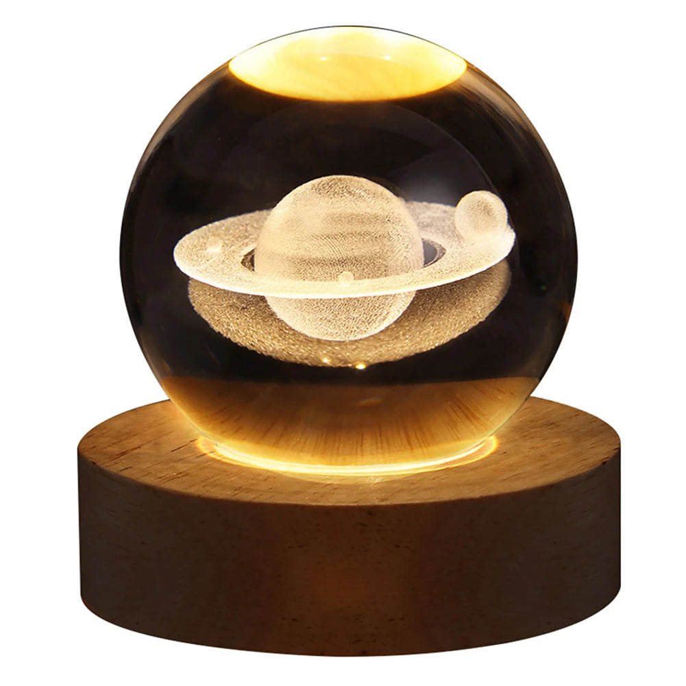 Celestial Sphere: 3D Galaxy & Planet Crystal Ball Night Light
