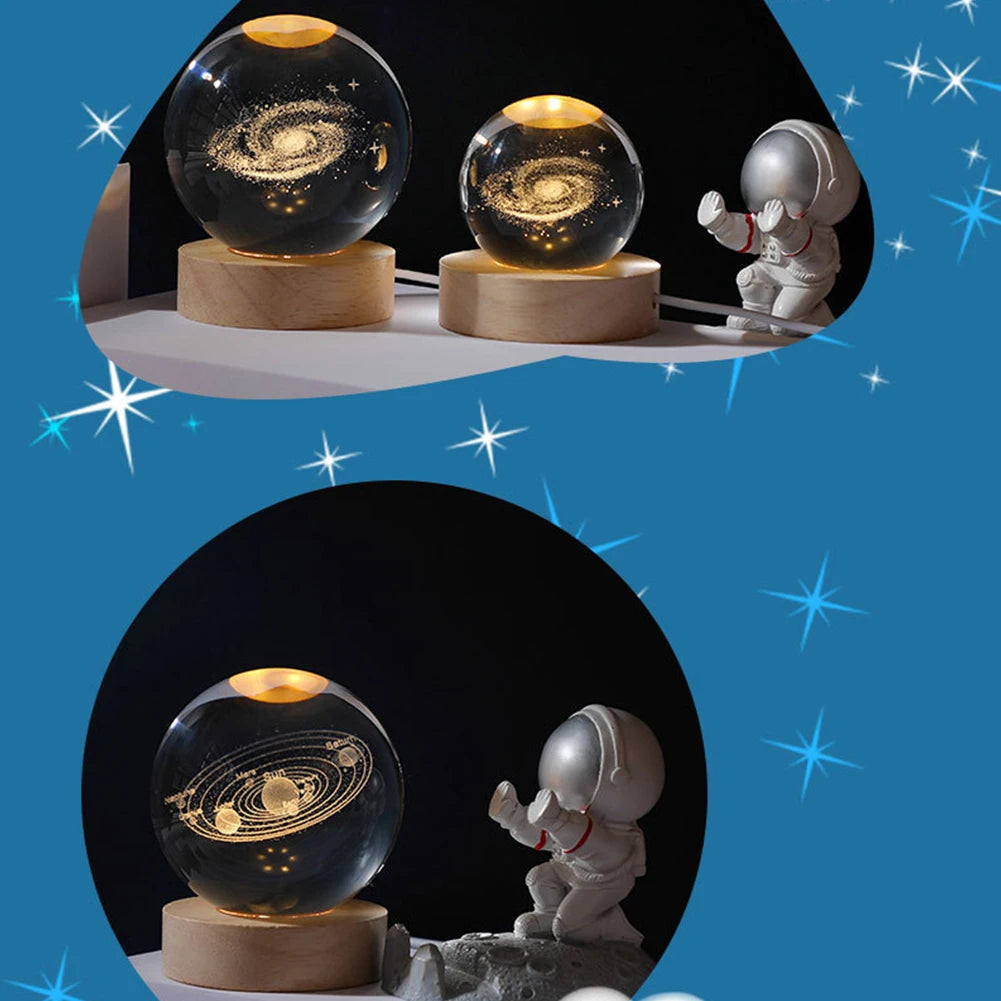 Celestial Sphere: 3D Galaxy & Planet Crystal Ball Night Light