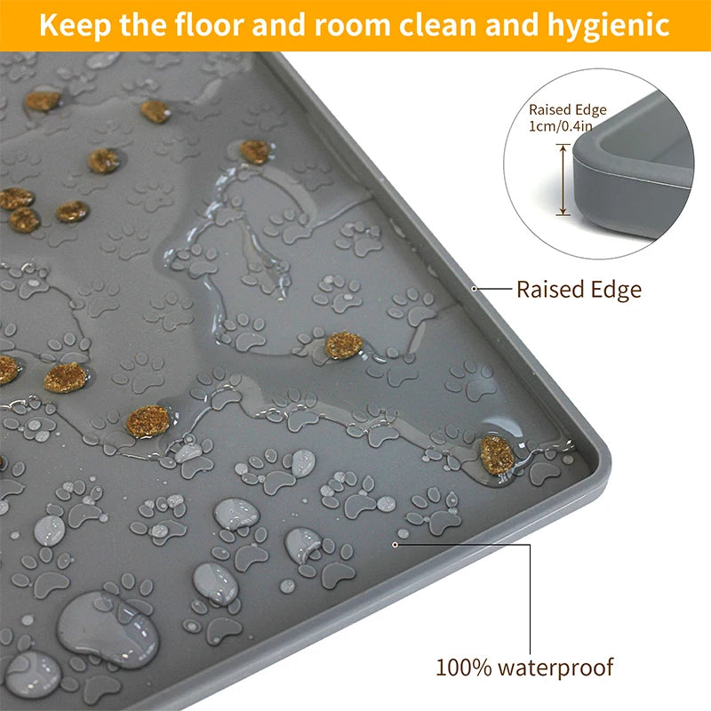 PawGuard Silicone Feeding Mat: Waterproof Pet Bowl Pad
