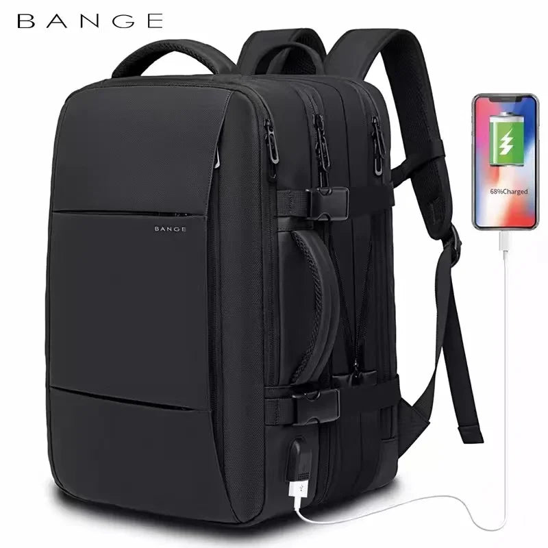 Urban Voyager: Waterproof Business Backpack with USB Charging