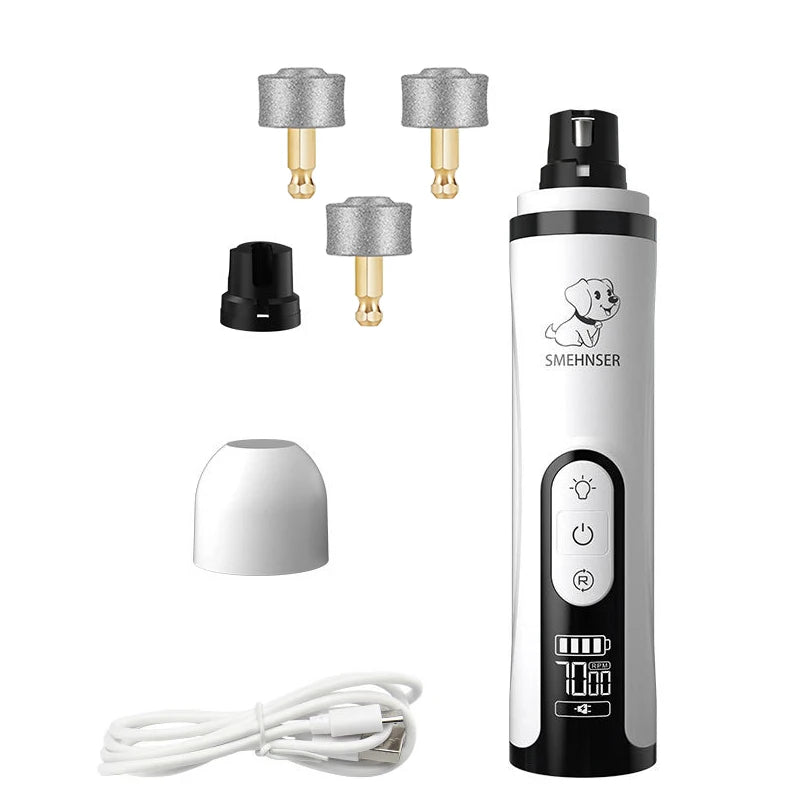 USB Rechargeable Pet Nail Trimmer with LED Light – Electric Nail Grinder for Cats & Dogs