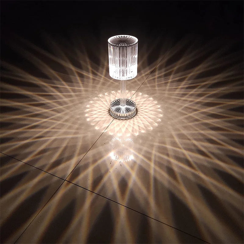 LumiGem: Elegant LED Crystal Table Lamp with Decorative Night Projection