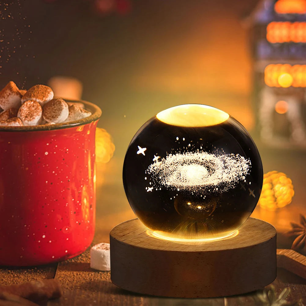 Celestial Sphere: 3D Galaxy & Planet Crystal Ball Night Light