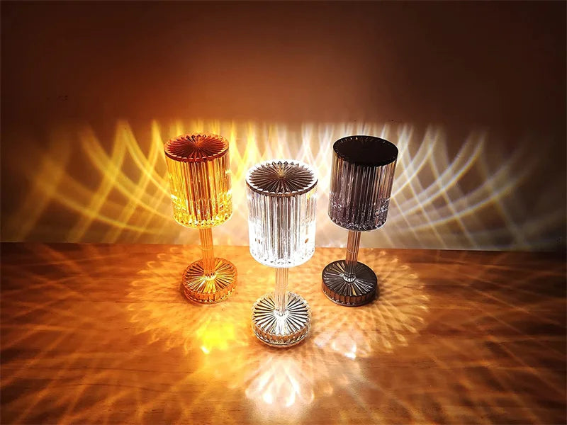 LumiGem: Elegant LED Crystal Table Lamp with Decorative Night Projection