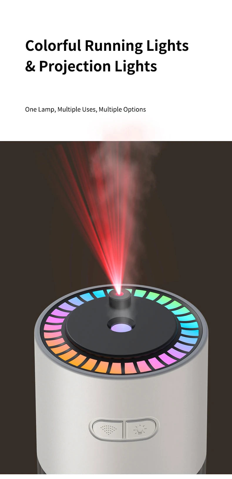 AirGlow Rotating Humidifier with LED Ambience & USB Port