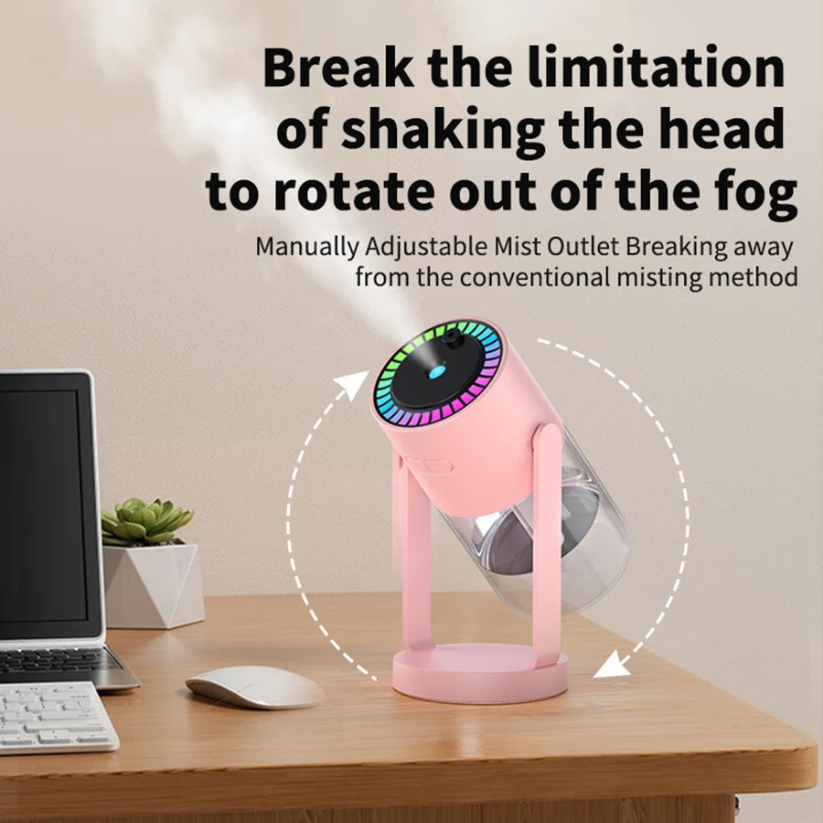 AirGlow Rotating Humidifier with LED Ambience & USB Port