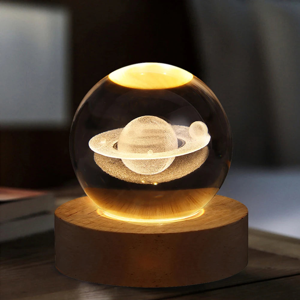 Celestial Sphere: 3D Galaxy & Planet Crystal Ball Night Light
