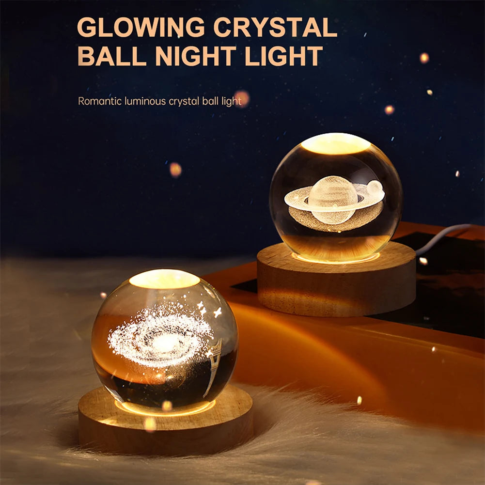Celestial Sphere: 3D Galaxy & Planet Crystal Ball Night Light