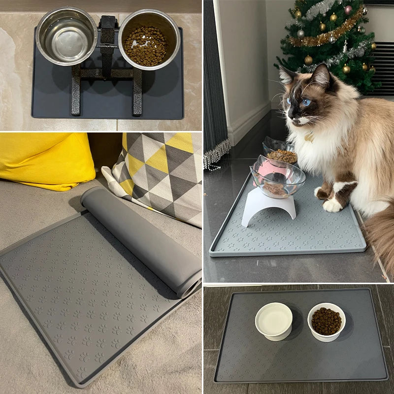 PawGuard Silicone Feeding Mat: Waterproof Pet Bowl Pad