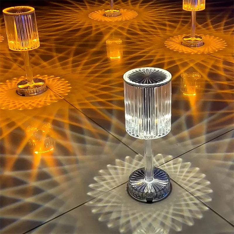 LumiGem: Elegant LED Crystal Table Lamp with Decorative Night Projection