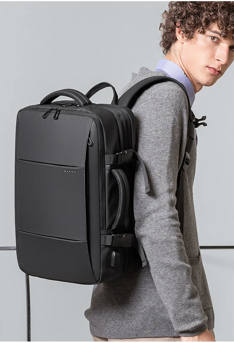 Urban Voyager: Waterproof Business Backpack with USB Charging