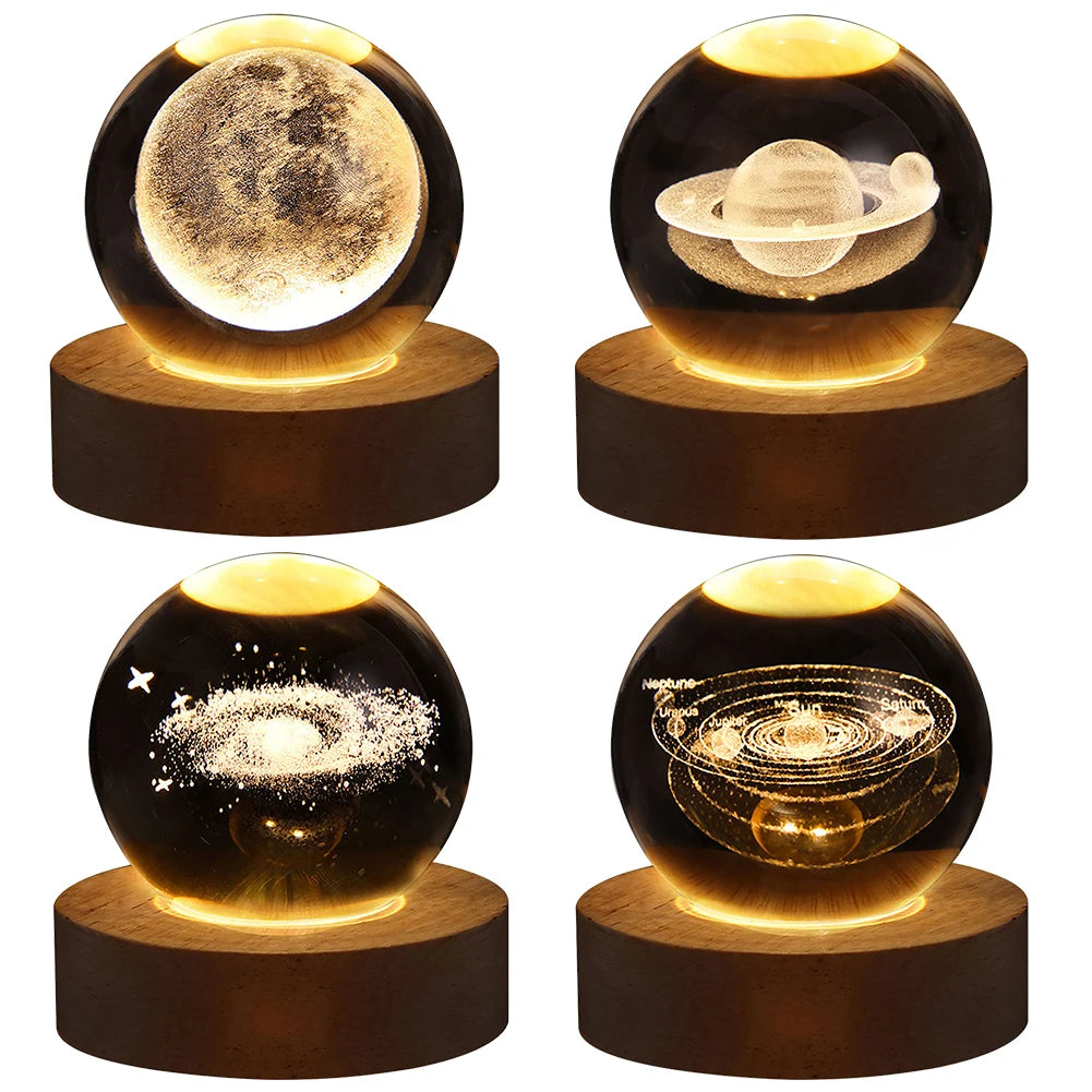 Celestial Sphere: 3D Galaxy & Planet Crystal Ball Night Light