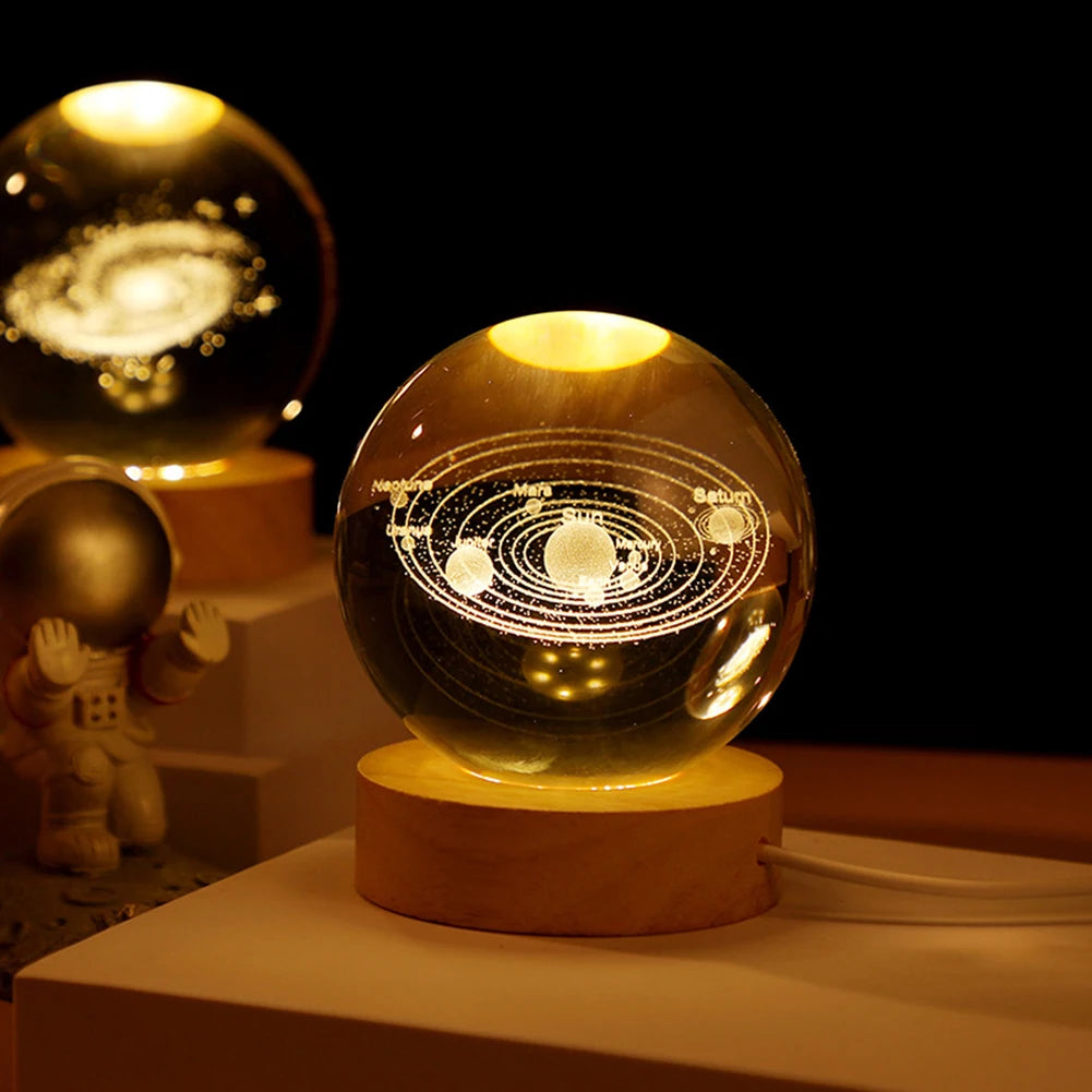 Celestial Sphere: 3D Galaxy & Planet Crystal Ball Night Light