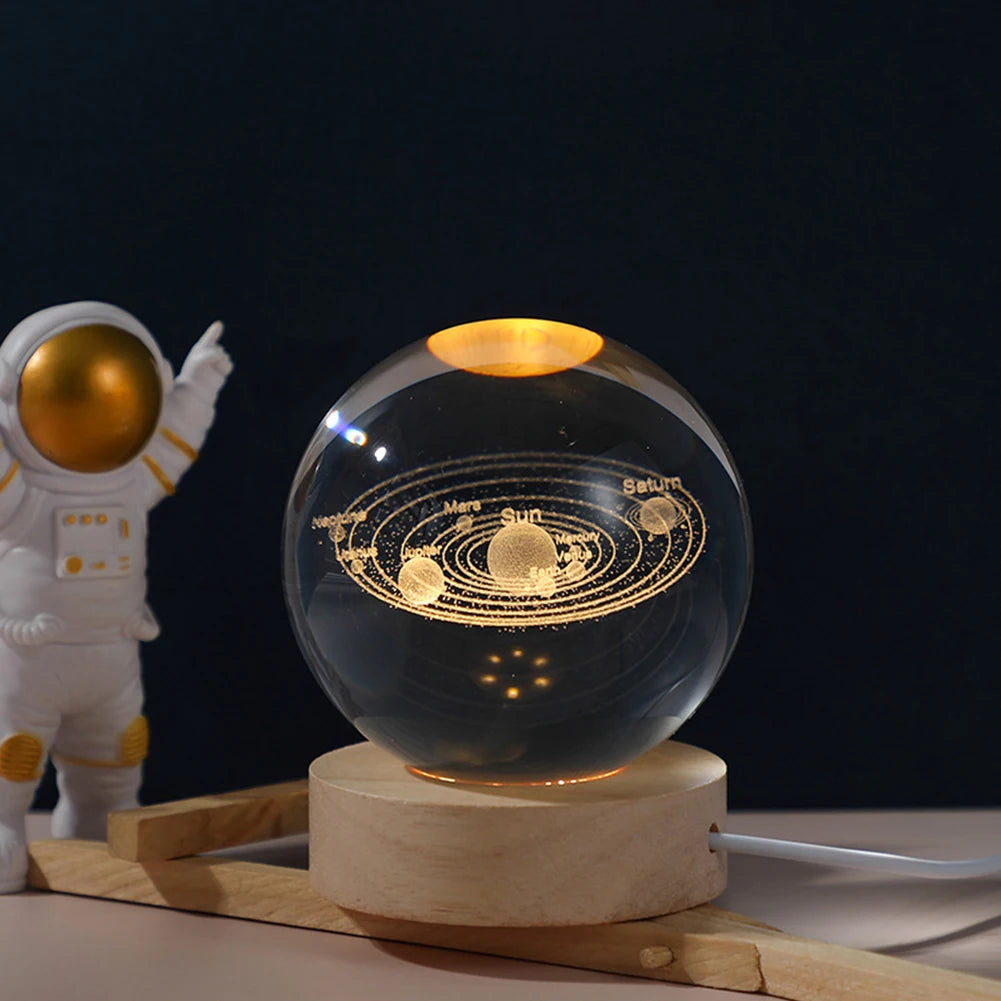 Celestial Sphere: 3D Galaxy & Planet Crystal Ball Night Light