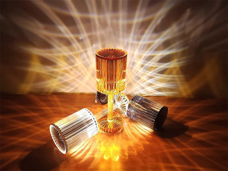 LumiGem: Elegant LED Crystal Table Lamp with Decorative Night Projection