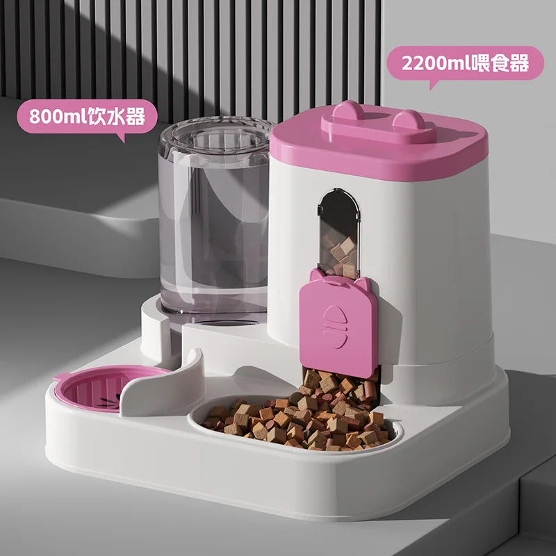 2-in-1 Pet Feeder & Water Fountain – Mess-Free Automatic Feeding Bowl for Cats and Dogs