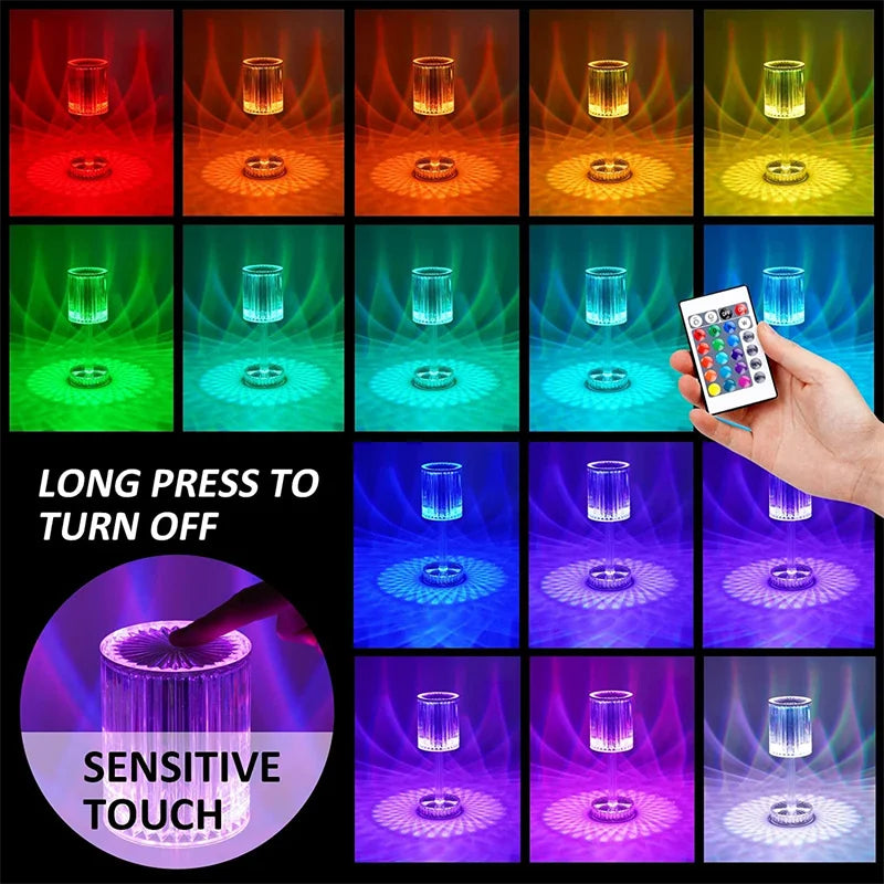LumiGem: Elegant LED Crystal Table Lamp with Decorative Night Projection