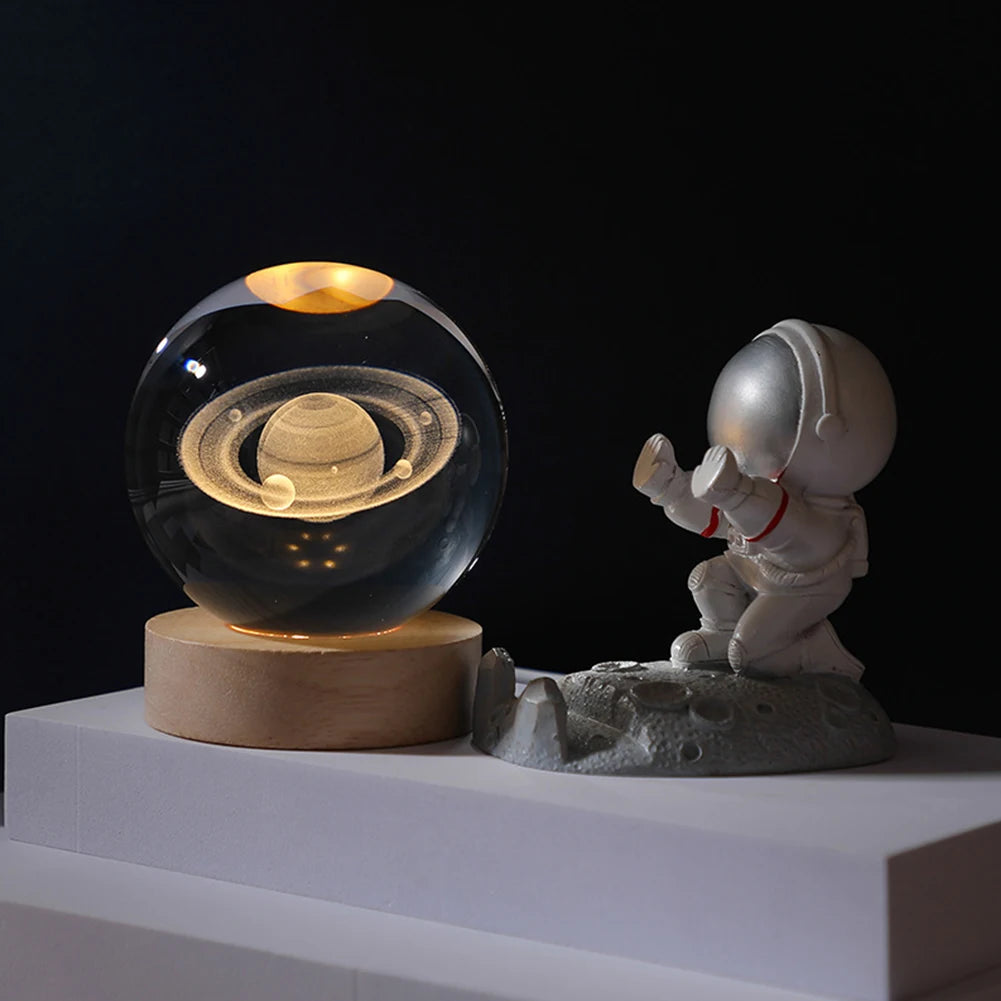 Celestial Sphere: 3D Galaxy & Planet Crystal Ball Night Light