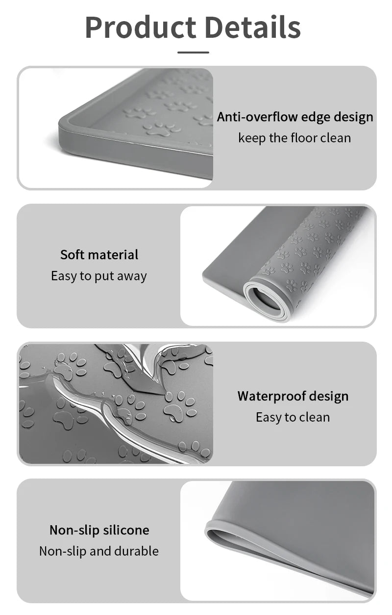 PawGuard Silicone Feeding Mat: Waterproof Pet Bowl Pad