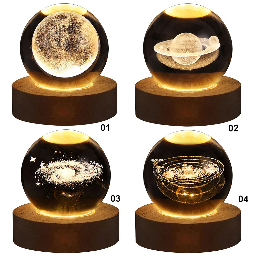 Celestial Sphere: 3D Galaxy & Planet Crystal Ball Night Light
