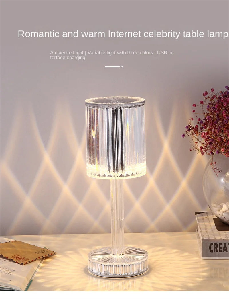 LumiGem: Elegant LED Crystal Table Lamp with Decorative Night Projection
