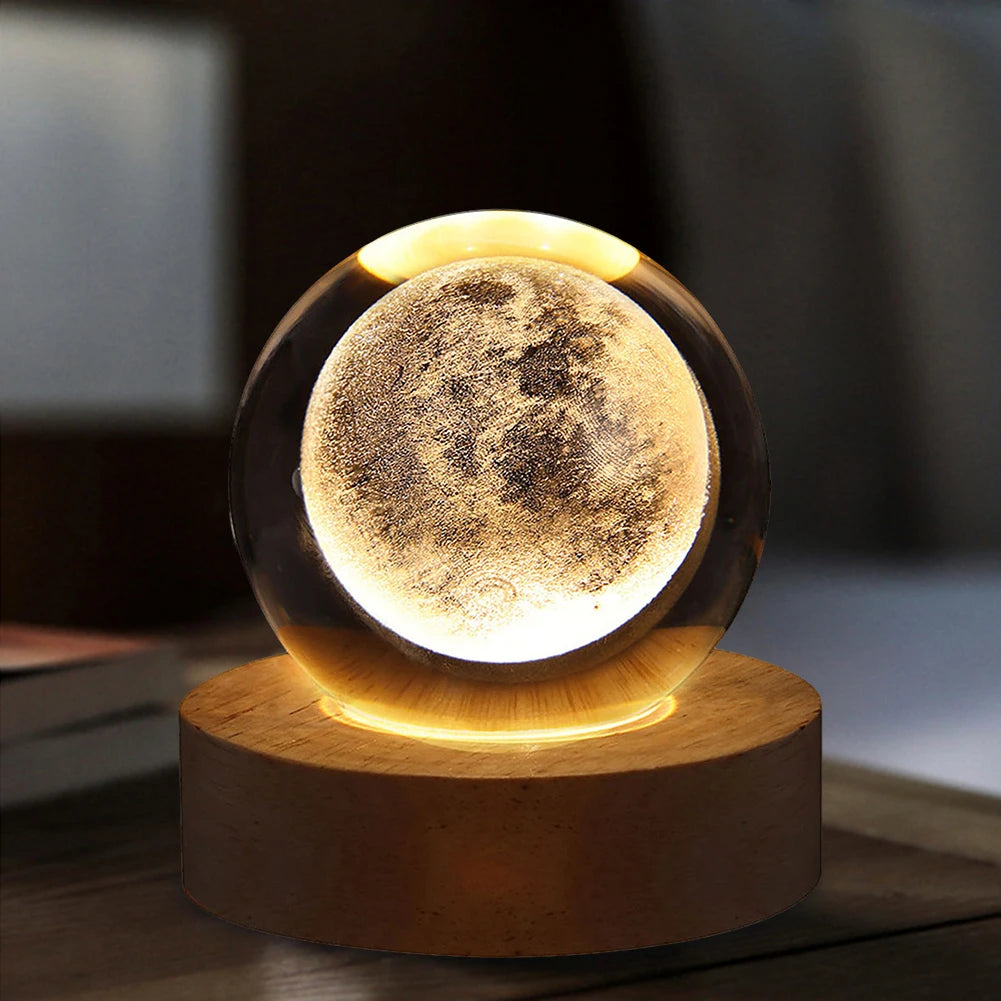 Celestial Sphere: 3D Galaxy & Planet Crystal Ball Night Light