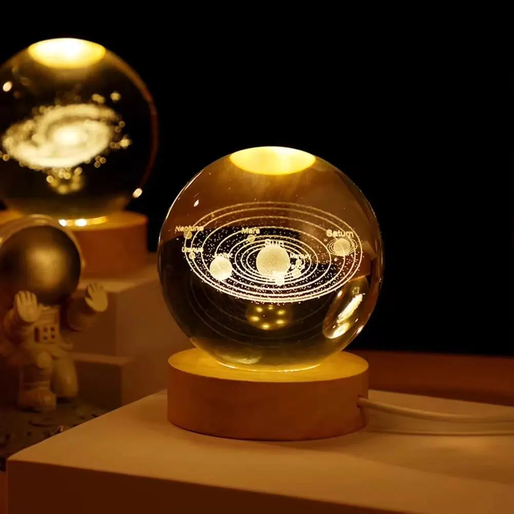 Celestial Sphere: 3D Galaxy & Planet Crystal Ball Night Light