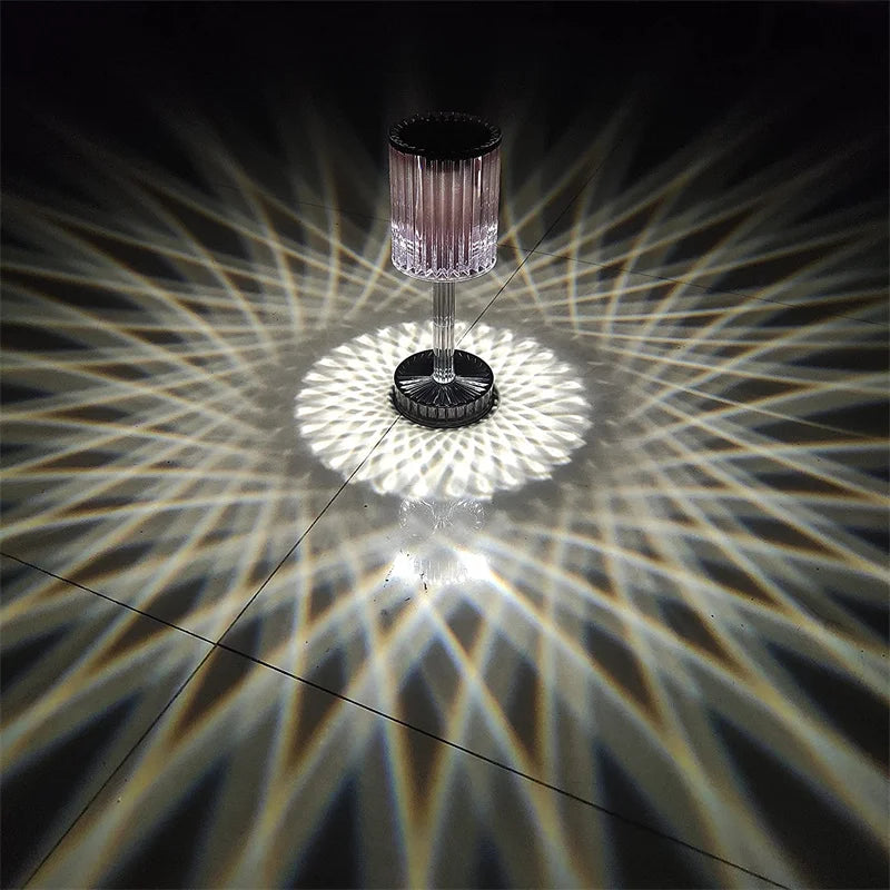 LumiGem: Elegant LED Crystal Table Lamp with Decorative Night Projection