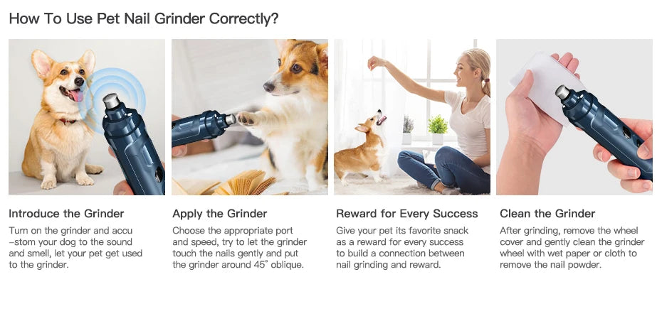ROJECO N30 Professional Pet Nail Trimmer – Rechargeable Electric Nail Grinder for Dogs & Cats