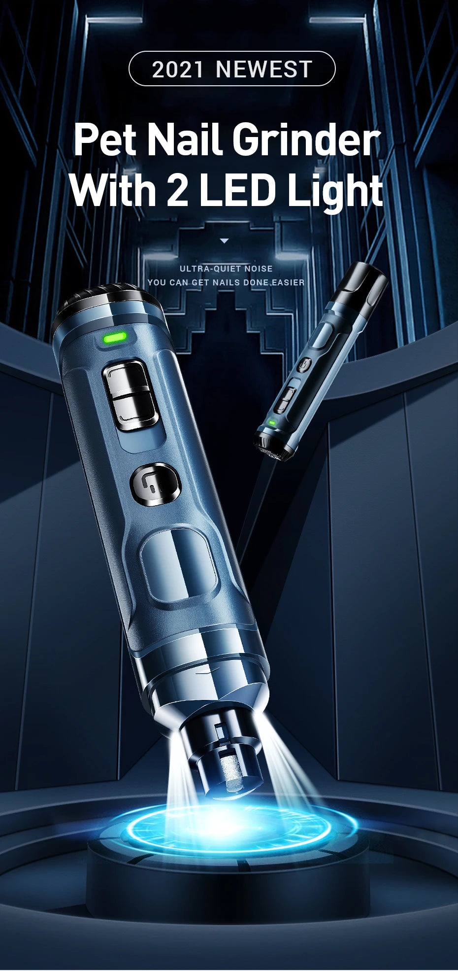 ROJECO N30 Professional Pet Nail Trimmer – Rechargeable Electric Nail Grinder for Dogs & Cats