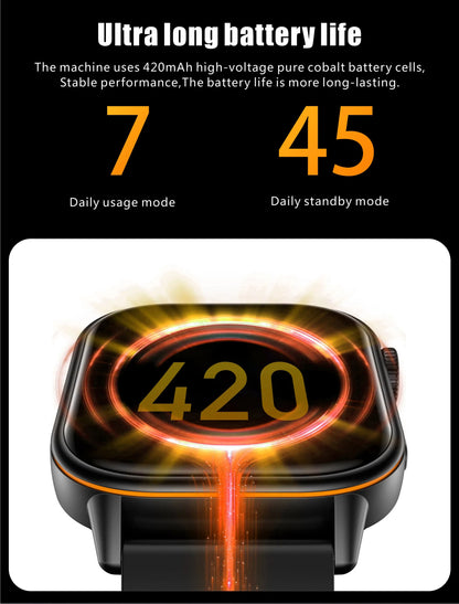 LIGE 2026 Unisex GPS Smart Watch – 2.01" HD Touchscreen, Bluetooth Calling, Fitness & Heart Rate Tracker, IP68 Waterproof for Android/iOS