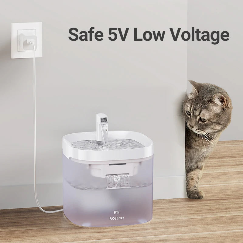 ROJECO Automatic Pet Water Fountain with Recirculating Filter – Smart Drinking Station for Cats & Dogs