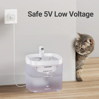 ROJECO Automatic Pet Water Fountain with Recirculating Filter – Smart Drinking Station for Cats & Dogs