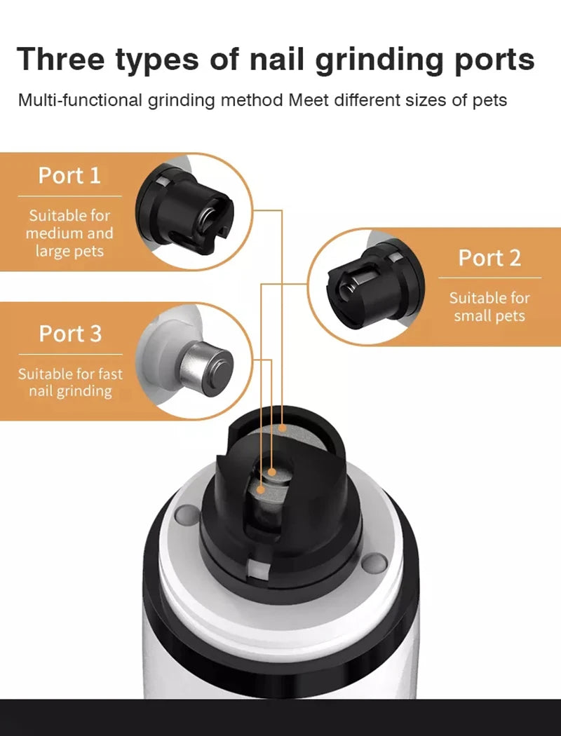 USB Rechargeable Pet Nail Trimmer with LED Light – Electric Nail Grinder for Cats & Dogs