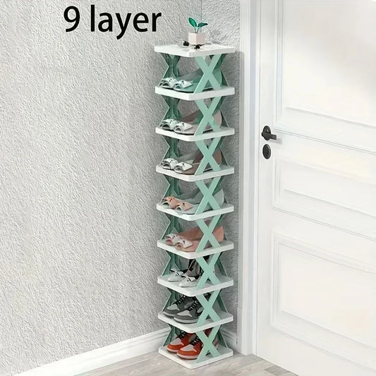 1 multi-layer plastic shoe rack, foldable and removable, suitable for bedrooms, saves space and decorates the room with simplicity and good taste.