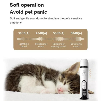 USB Rechargeable Pet Nail Trimmer with LED Light – Electric Nail Grinder for Cats & Dogs