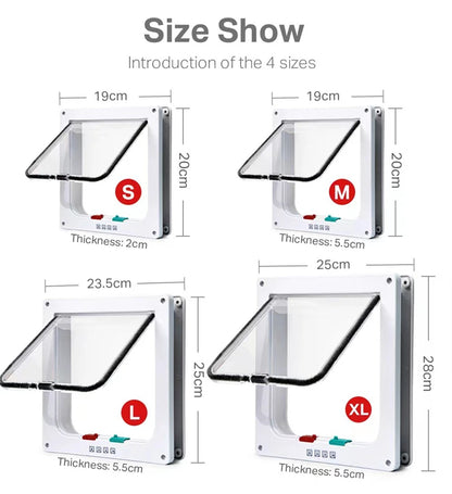 PawsEase Secure Entry Cat Door with 4-Way Locking System