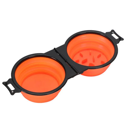 Portable 2-in-1 Foldable Dog & Cat Bowl – Dual Food & Water Feeder for Travel & Outdoor Use