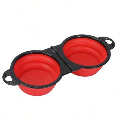 Portable 2-in-1 Foldable Dog & Cat Bowl – Dual Food & Water Feeder for Travel & Outdoor Use