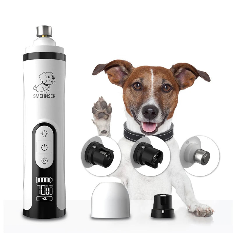 USB Rechargeable Pet Nail Trimmer with LED Light – Electric Nail Grinder for Cats & Dogs