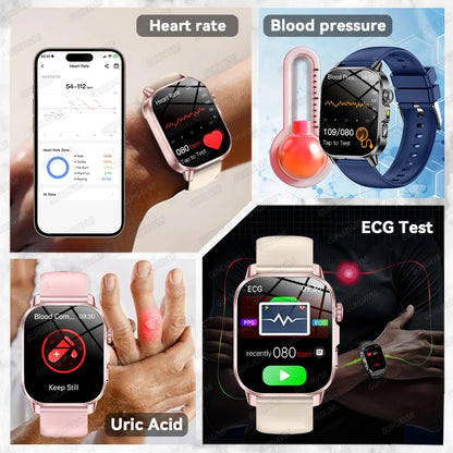 2026 Pro Health Smart Watch – ECG, PPG & Blood Pressure Monitor, Body Analysis, Lipid & Uric Acid Tracker, Unisex Fitness Smartwatch