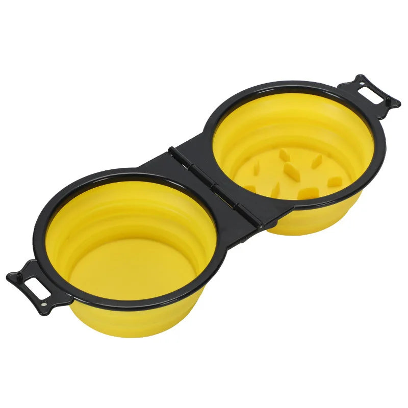 Portable 2-in-1 Foldable Dog & Cat Bowl – Dual Food & Water Feeder for Travel & Outdoor Use
