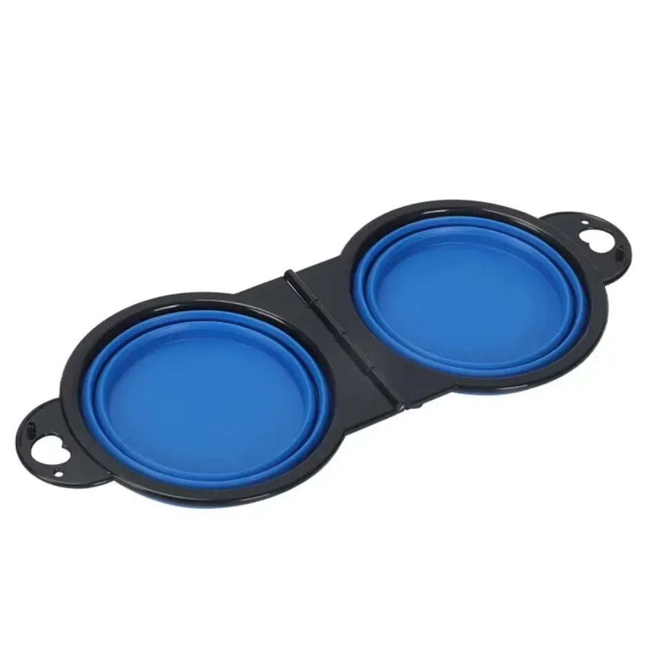Portable 2-in-1 Foldable Dog & Cat Bowl – Dual Food & Water Feeder for Travel & Outdoor Use