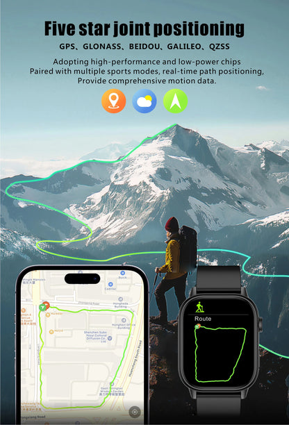 LIGE 2026 Unisex GPS Smart Watch – 2.01" HD Touchscreen, Bluetooth Calling, Fitness & Heart Rate Tracker, IP68 Waterproof for Android/iOS