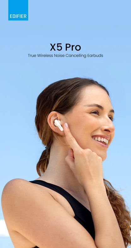 Edifier X5 Pro – Bluetooth Earbuds with 48dB ANC, Powerful Sound, 48h Battery Life, IP55 and Low Latency for Gaming